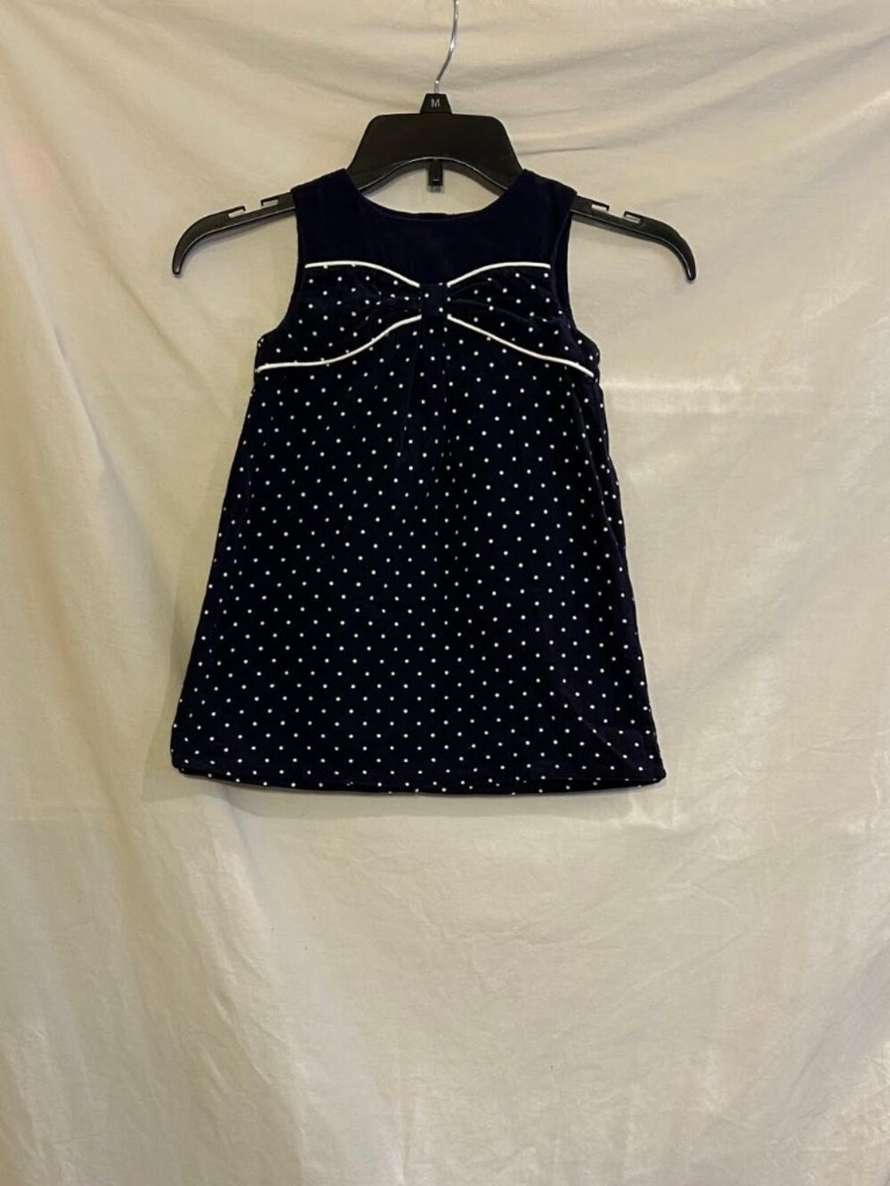 Gymboree Girls 3T Navy Blue White Pretty Polka Dot Sleevelelss Corduroy Dress